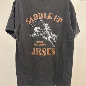 Comfort Colors Saddle Up We're Following Jesus Christian Faith T-Shirt